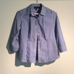 Blue and white striped blouse